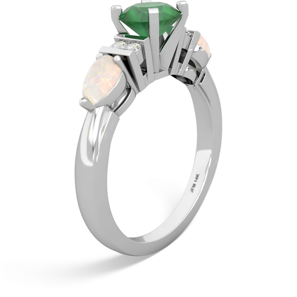 Emerald 6Mm Round Eternal Embrace Engagement 14K White Gold ring R2005