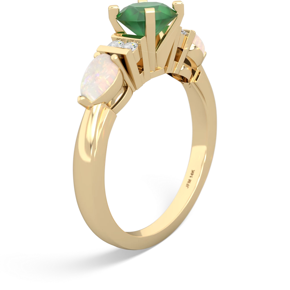 Emerald 6Mm Round Eternal Embrace Engagement 14K Yellow Gold ring R2005