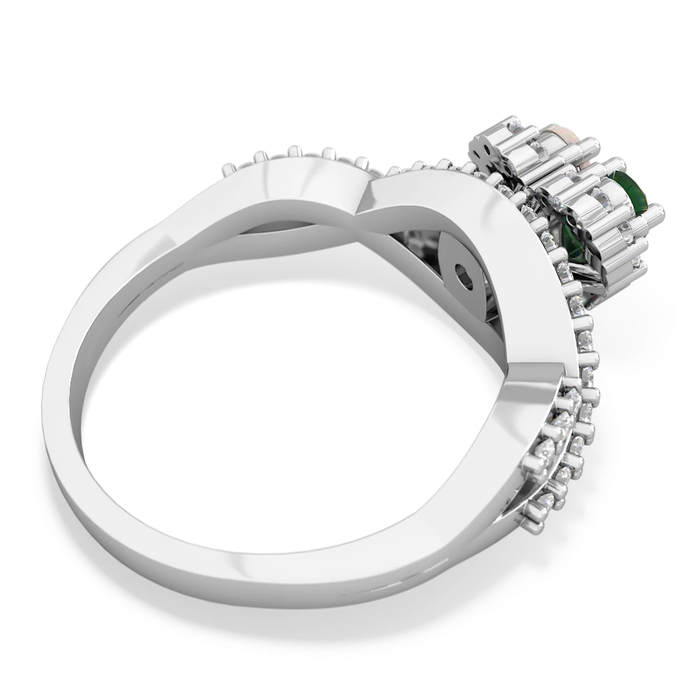 Emerald Diamond Twist 'One Heart' 14K White Gold ring R2640HRT