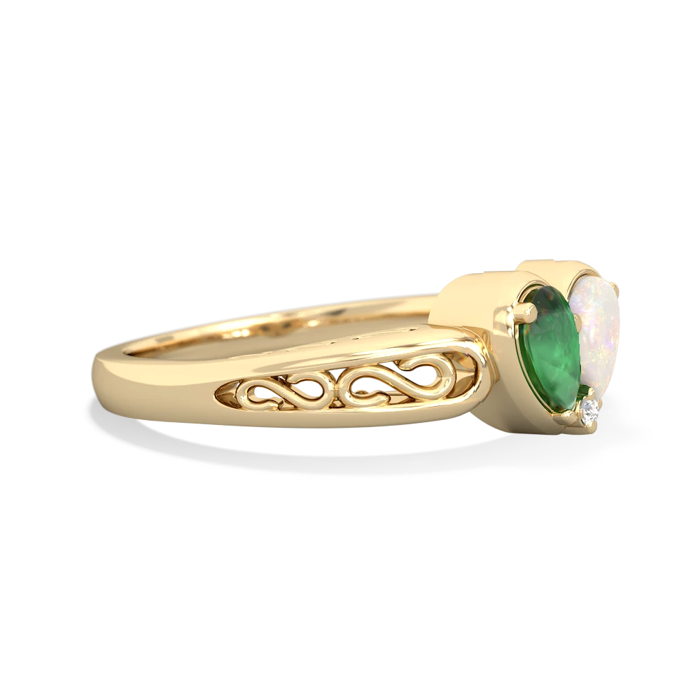 Emerald Filligree 'One Heart' 14K Yellow Gold ring R5070