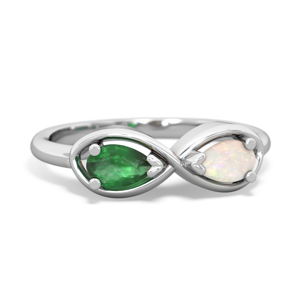 Emerald Infinity 14K White Gold ring R5050