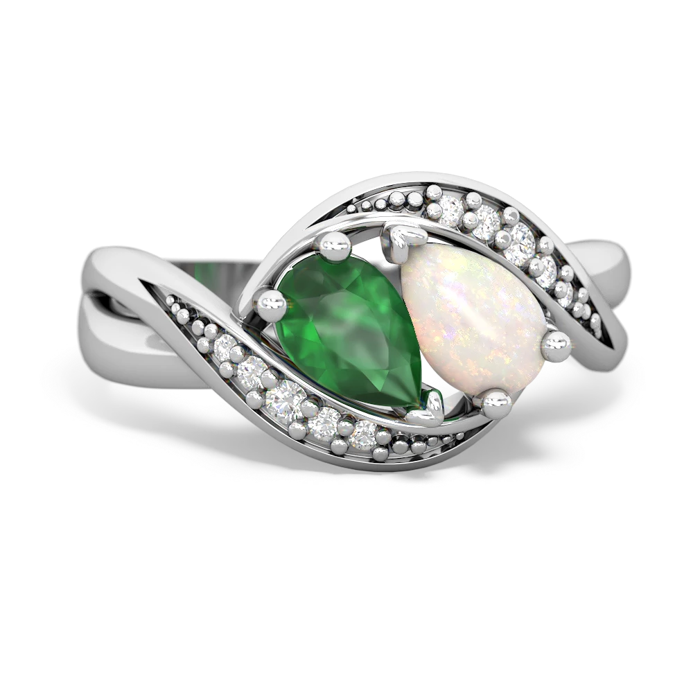 Emerald Summer Winds 14K White Gold ring R5342