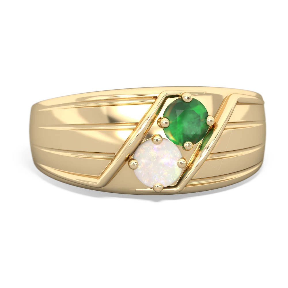 Emerald Men's Streamline 14K Yellow Gold ring R0460