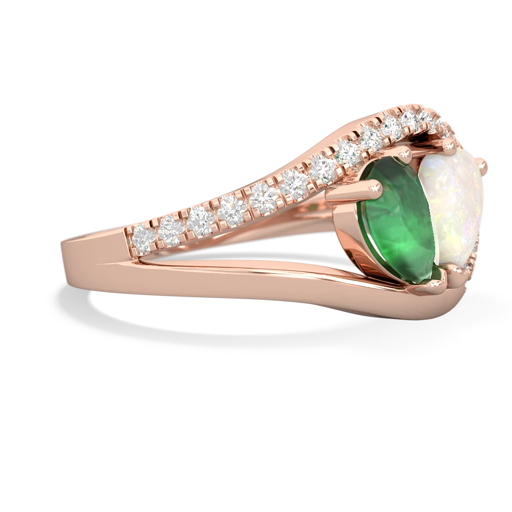 Emerald Nestled Heart Keepsake 14K Rose Gold ring R5650