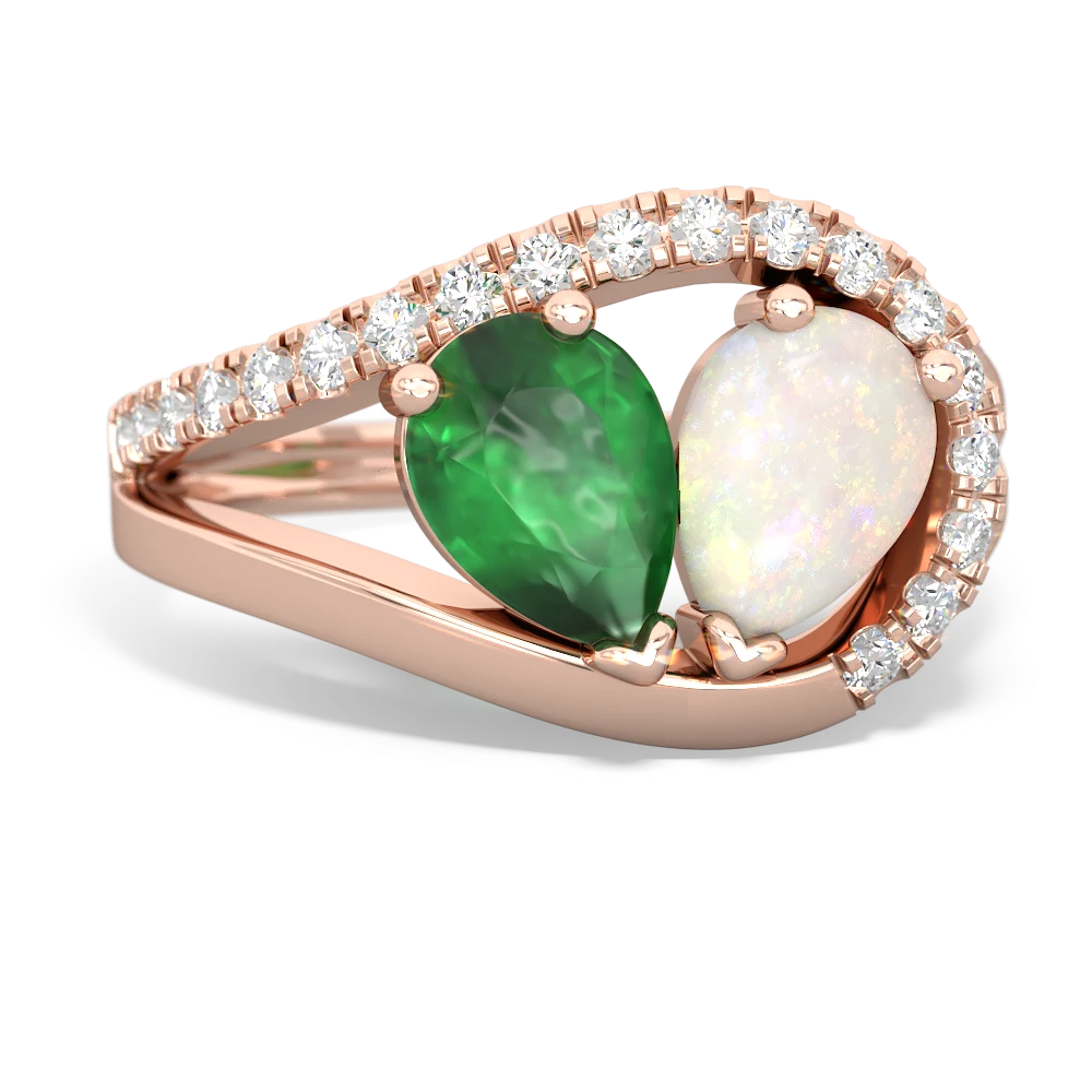 Emerald Nestled Heart Keepsake 14K Rose Gold ring R5650