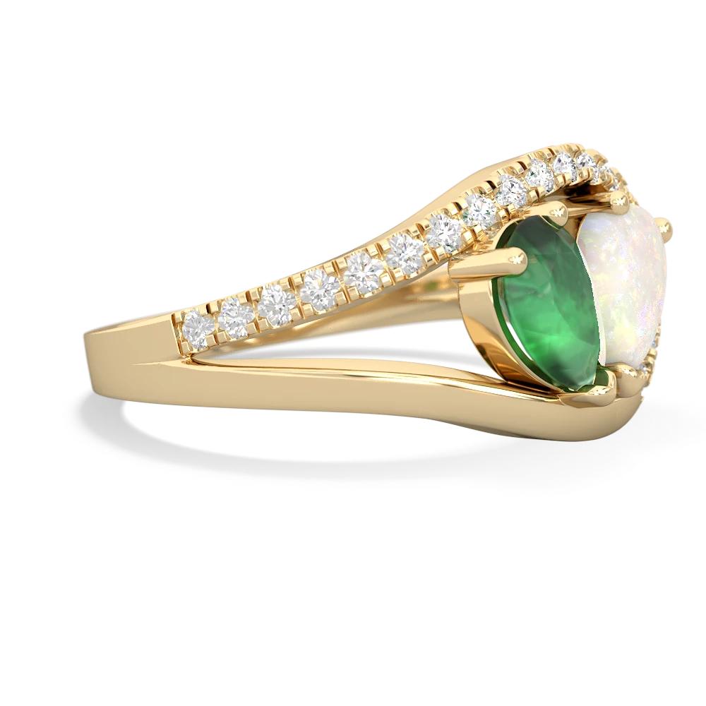 Emerald Nestled Heart Keepsake 14K Yellow Gold ring R5650