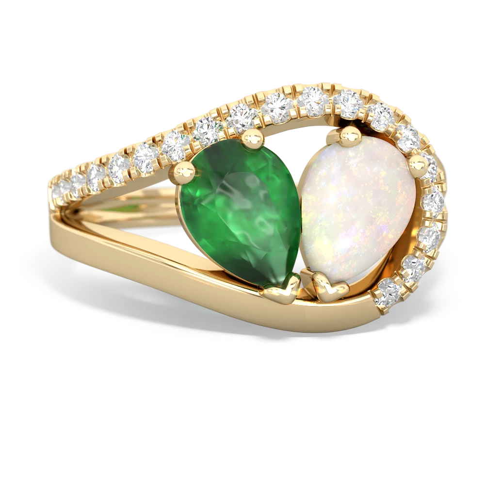 Emerald Nestled Heart Keepsake 14K Yellow Gold ring R5650