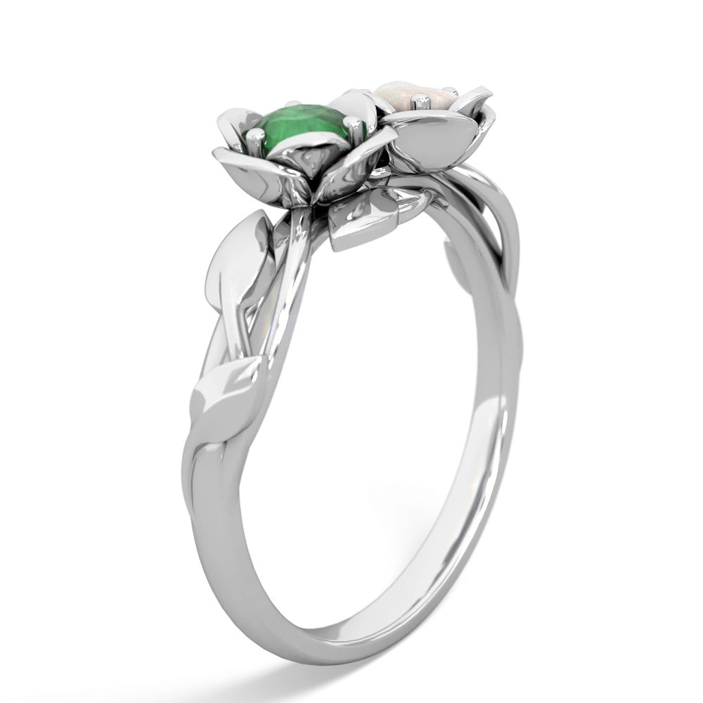 Emerald Rose Garden 14K White Gold ring R5510