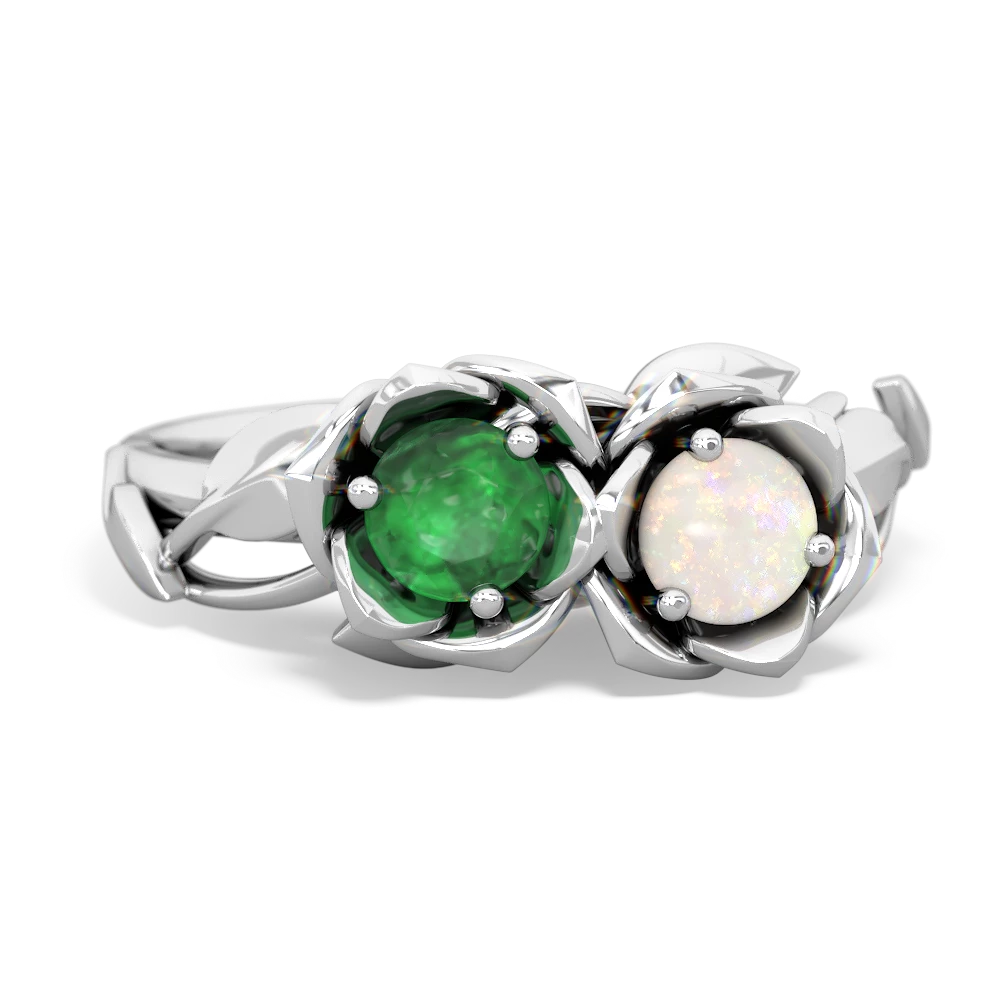 Emerald Rose Garden 14K White Gold ring R5510