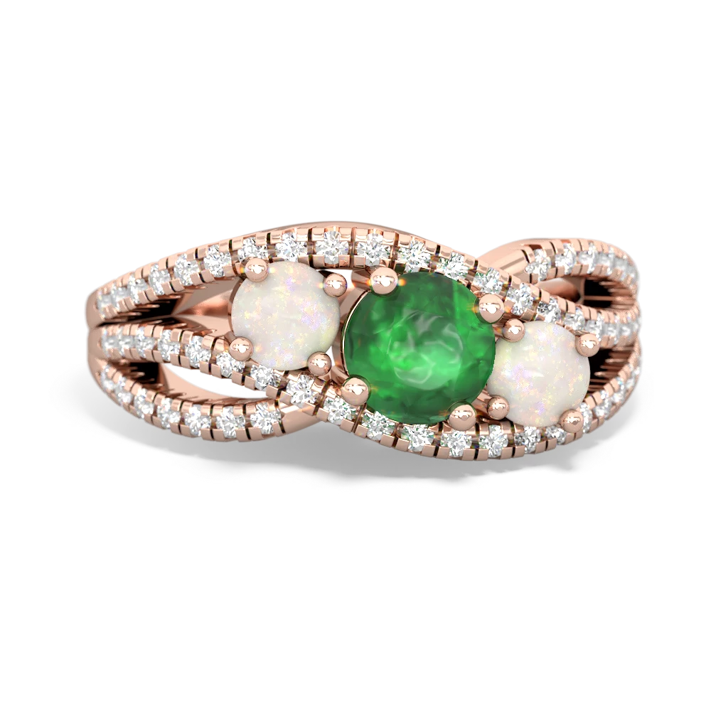 Emerald Three Stone Aurora 14K Rose Gold ring R3080