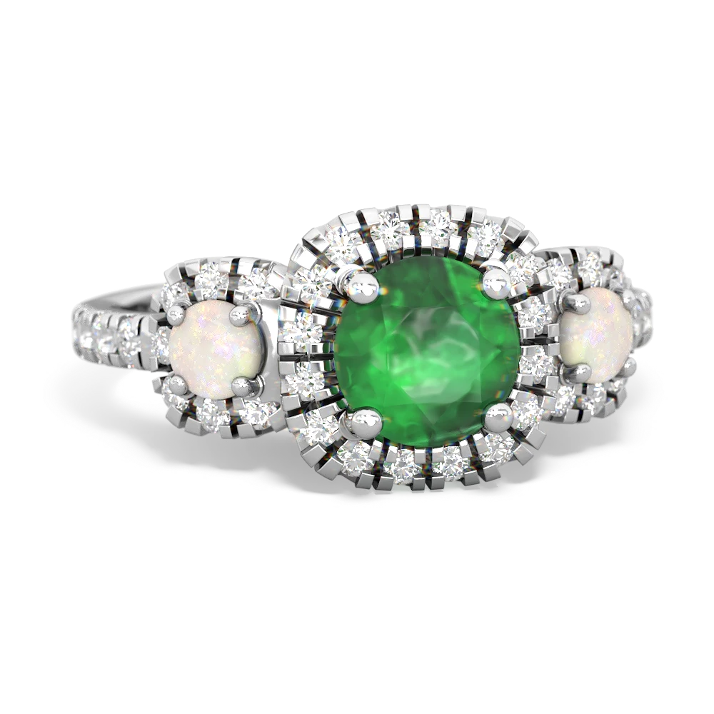 Emerald Regal Halo 14K White Gold ring R5350