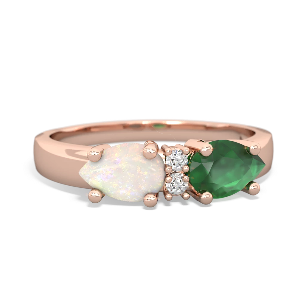 Emerald Pear Bowtie 14K Rose Gold ring R0865