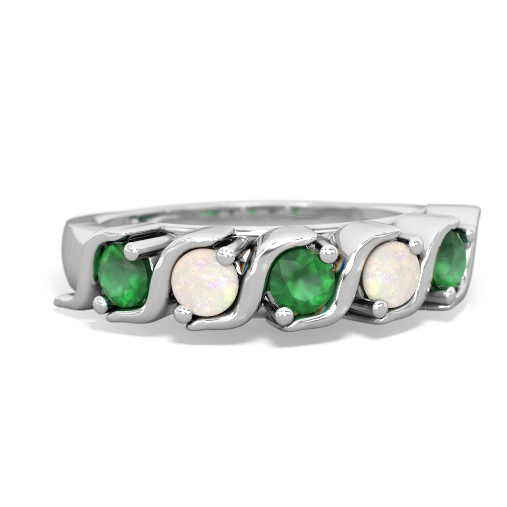 Emerald Anniversary Band 14K White Gold ring R2089