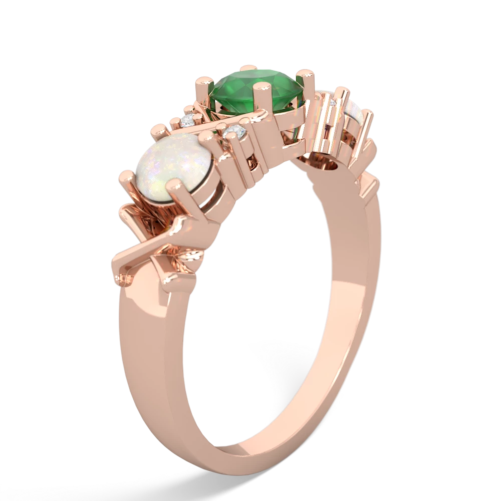 Emerald Hugs And Kisses 14K Rose Gold ring R5016