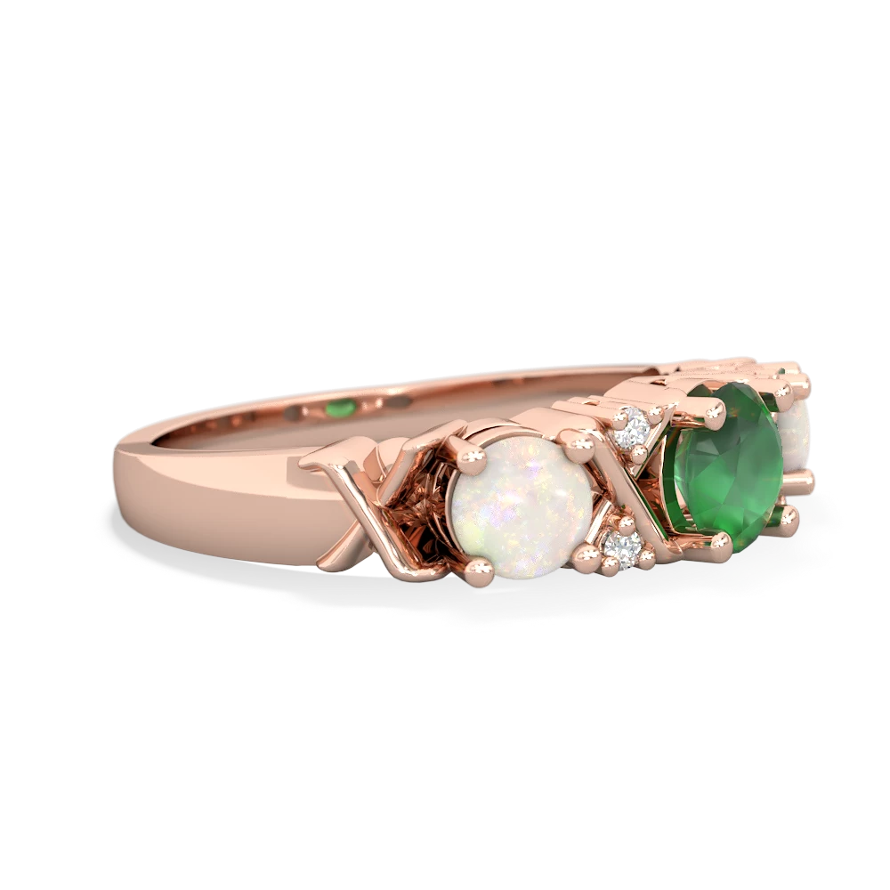 Emerald Hugs And Kisses 14K Rose Gold ring R5016