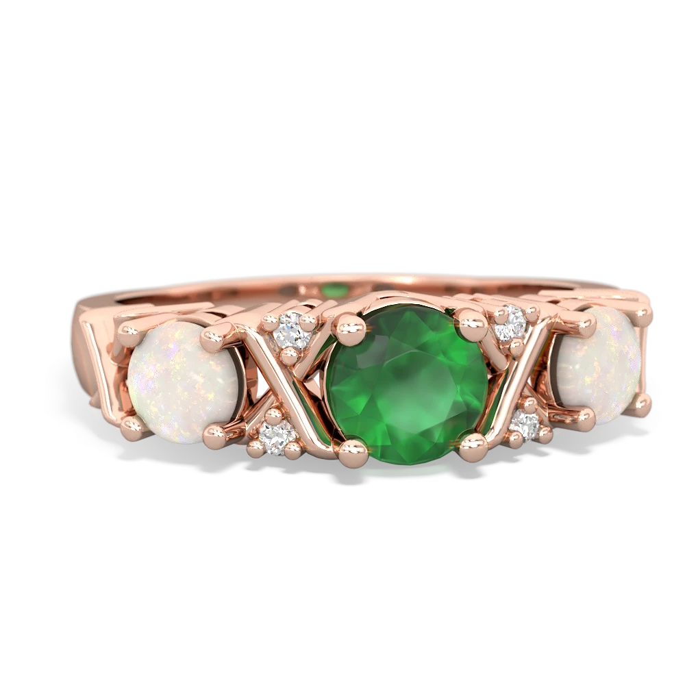 Emerald Hugs And Kisses 14K Rose Gold ring R5016