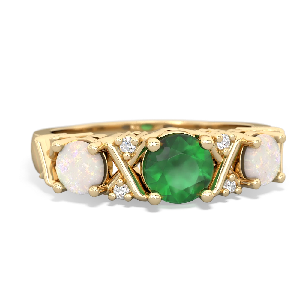 Emerald Hugs And Kisses 14K Yellow Gold ring R5016