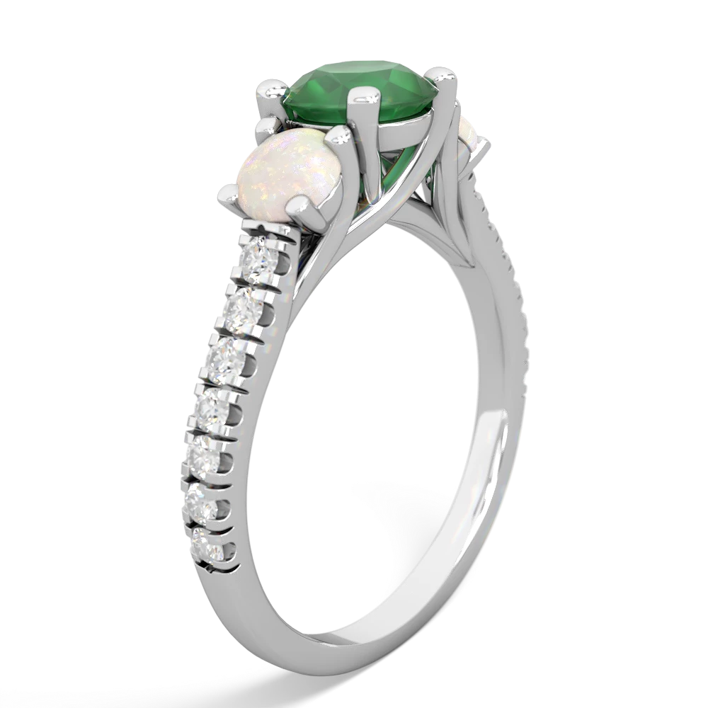 Emerald Pave Trellis 14K White Gold ring R5500