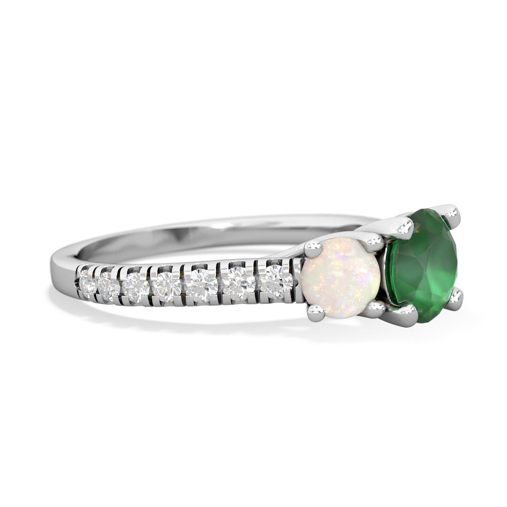 Emerald Pave Trellis 14K White Gold ring R5500