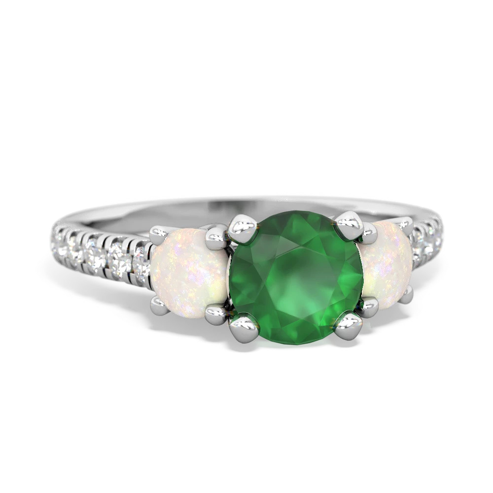 Emerald Pave Trellis 14K White Gold ring R5500