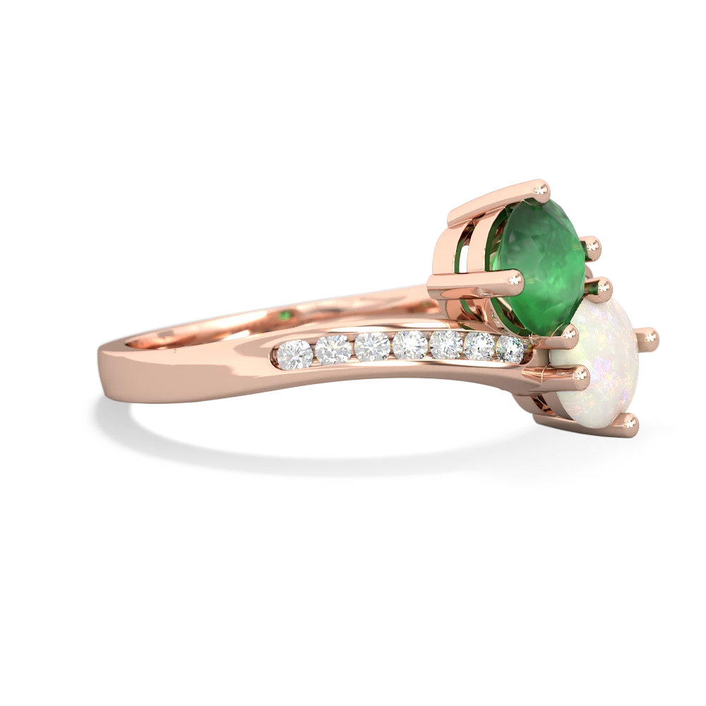 Emerald Channel Set Two Stone 14K Rose Gold ring R5303