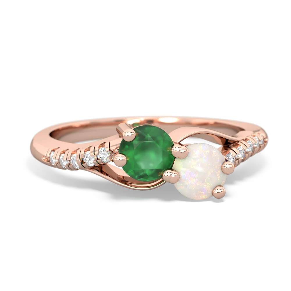 Emerald Infinity Pave Two Stone 14K Rose Gold ring R5285