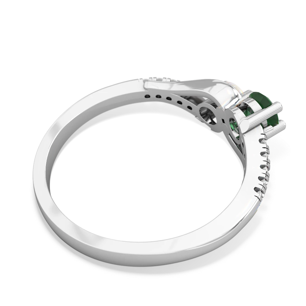 Emerald Infinity Pave Two Stone 14K White Gold ring R5285