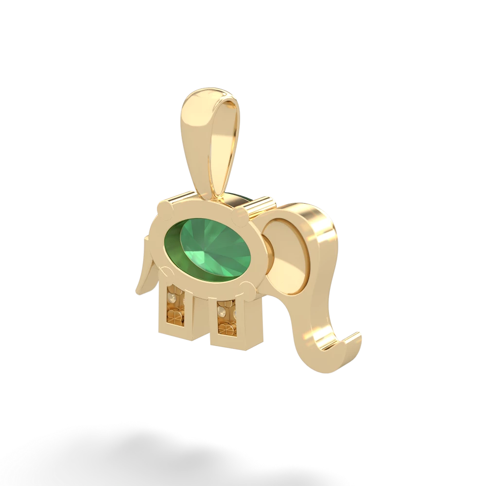 Emerald Elephant 14K Yellow Gold pendant P2555