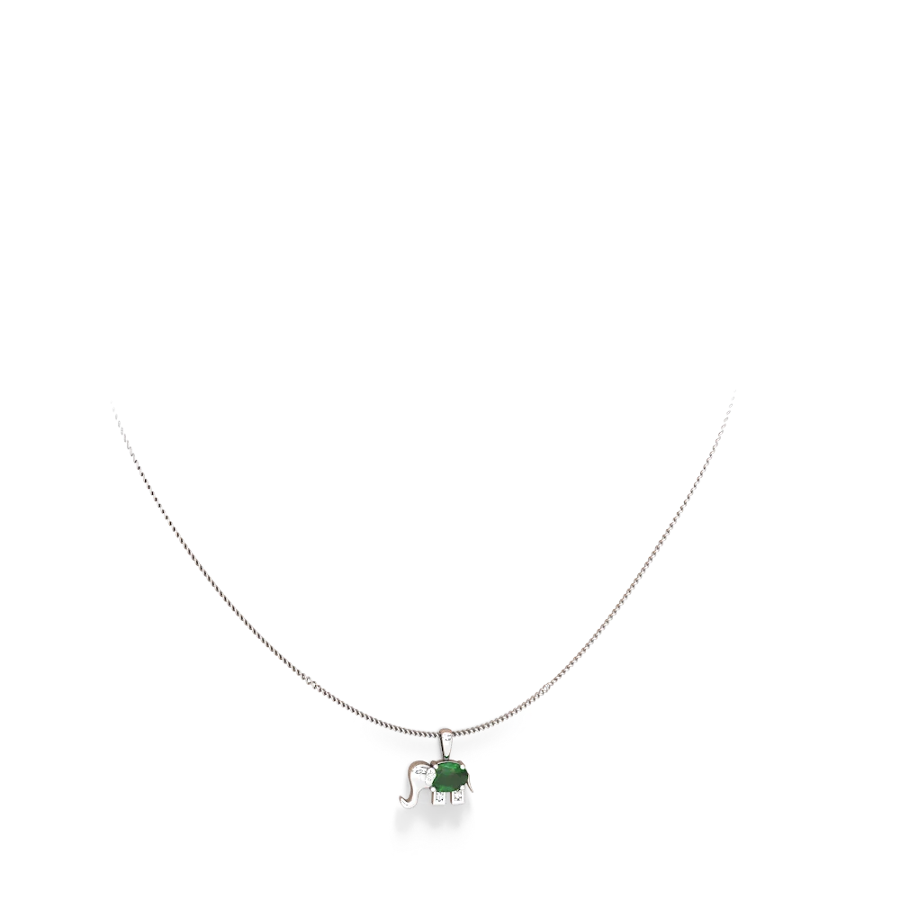 Emerald Elephant 14K White Gold pendant P2555