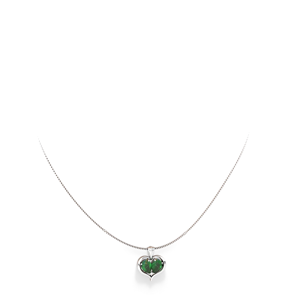 Emerald Two Become One 14K White Gold pendant P5330