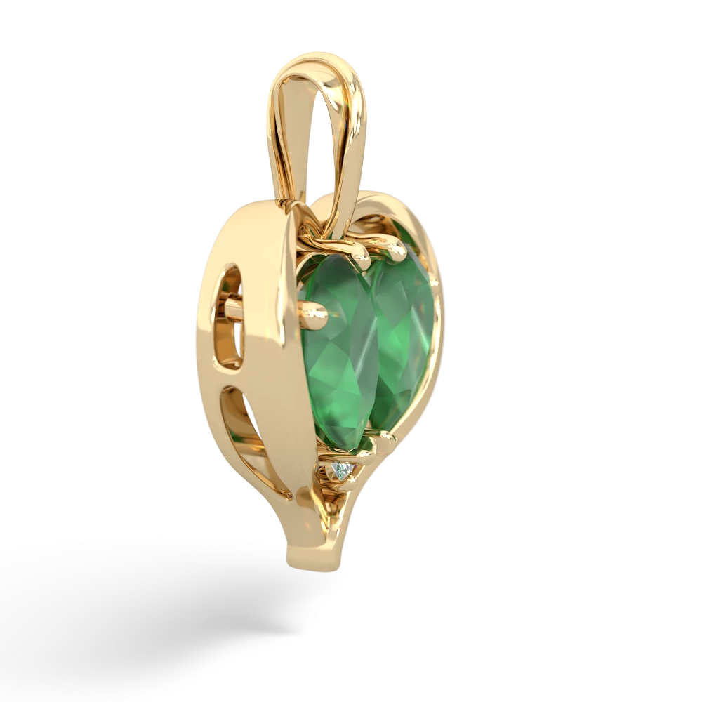 Emerald Two Become One 14K Yellow Gold pendant P5330