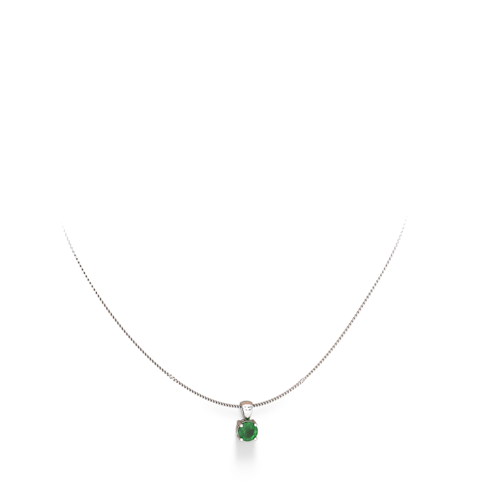 Emerald 6Mm Round Solitaire 14K White Gold pendant P1786