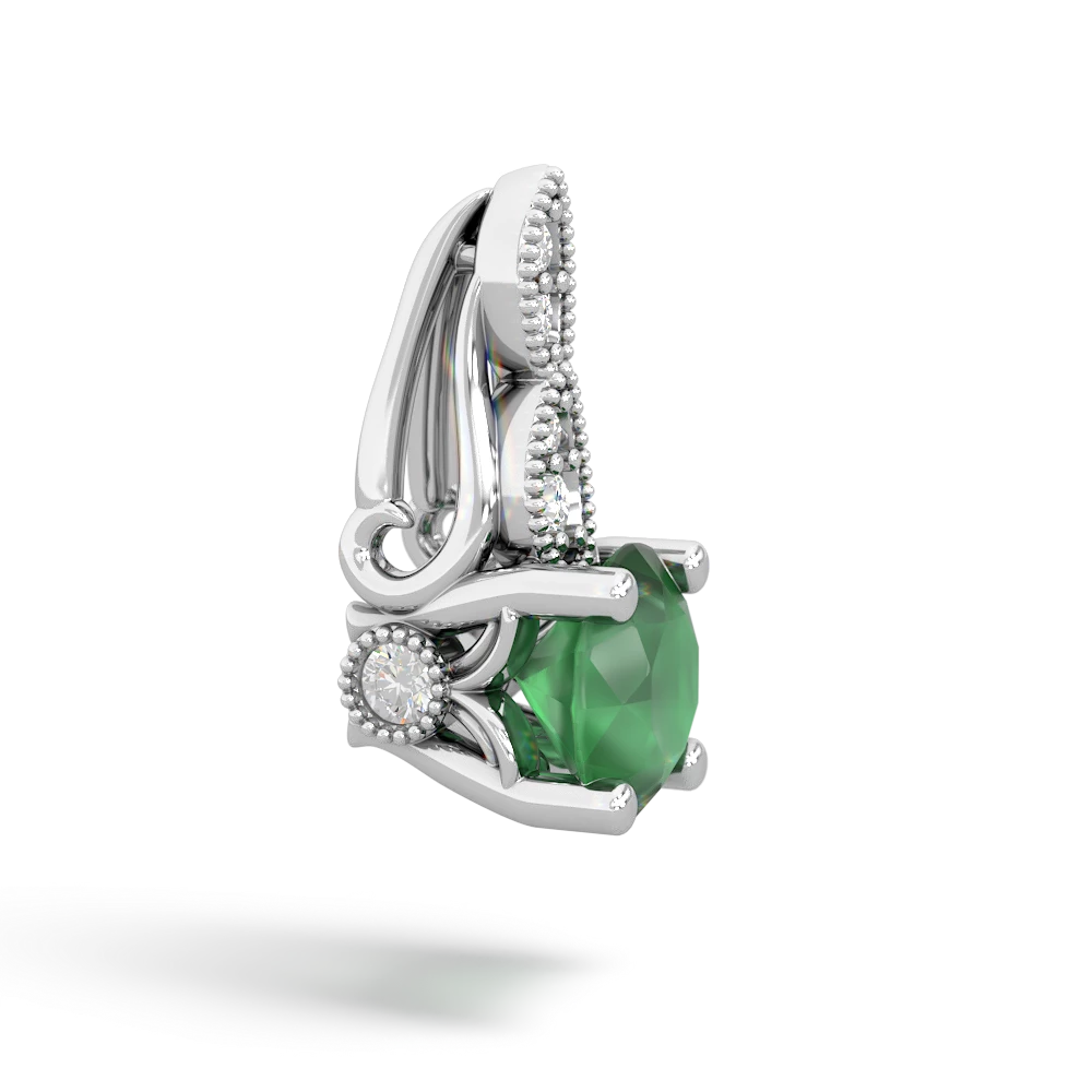 Emerald Antique Elegance 14K White Gold pendant P3100