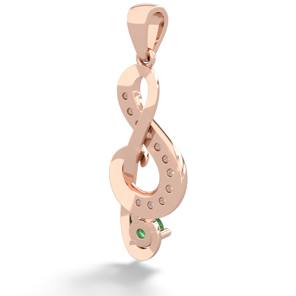 Emerald G-Clef Music 14K Rose Gold pendant P5830