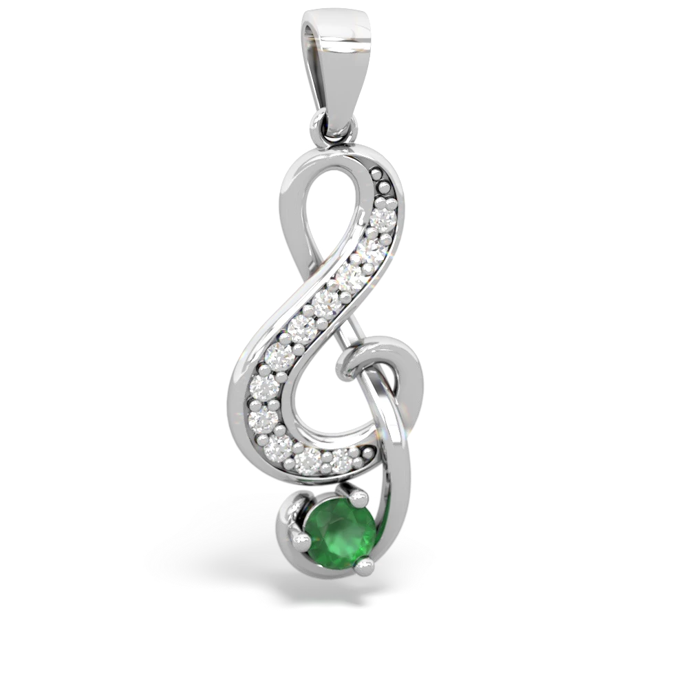 Emerald G-Clef Music 14K White Gold pendant P5830