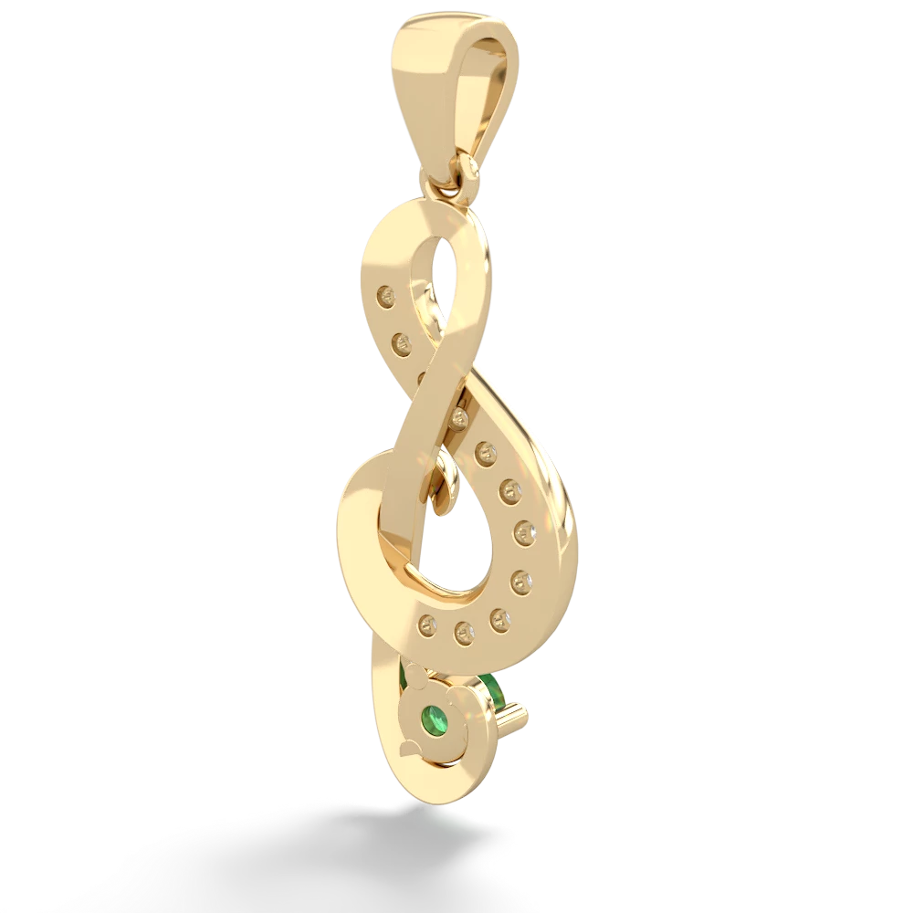 Emerald G-Clef Music 14K Yellow Gold pendant P5830