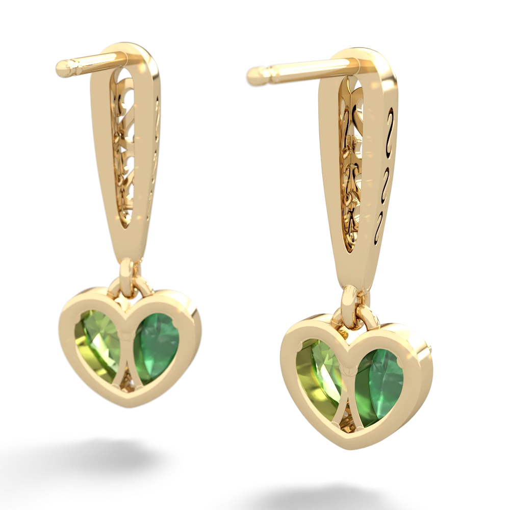 Emerald Filligree Heart 14K Yellow Gold earrings E5070