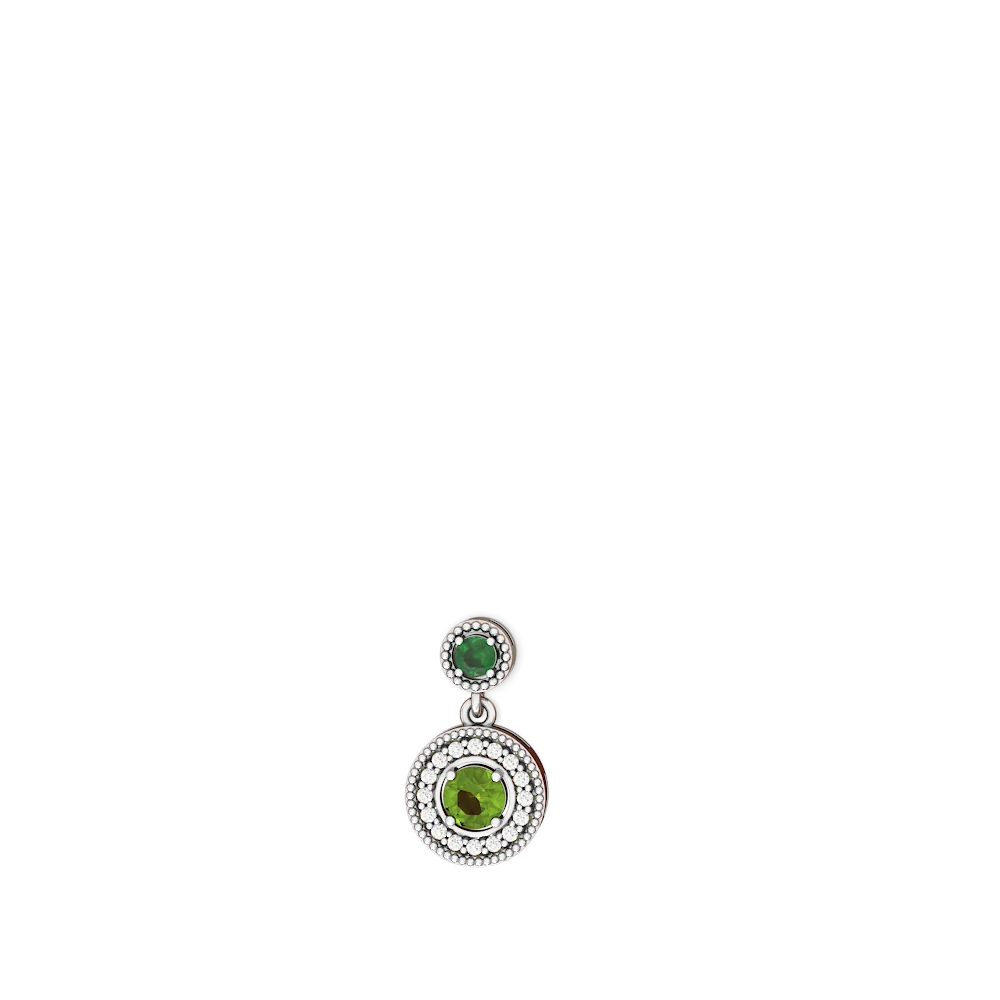 Emerald Halo Dangle 14K White Gold earrings E5319