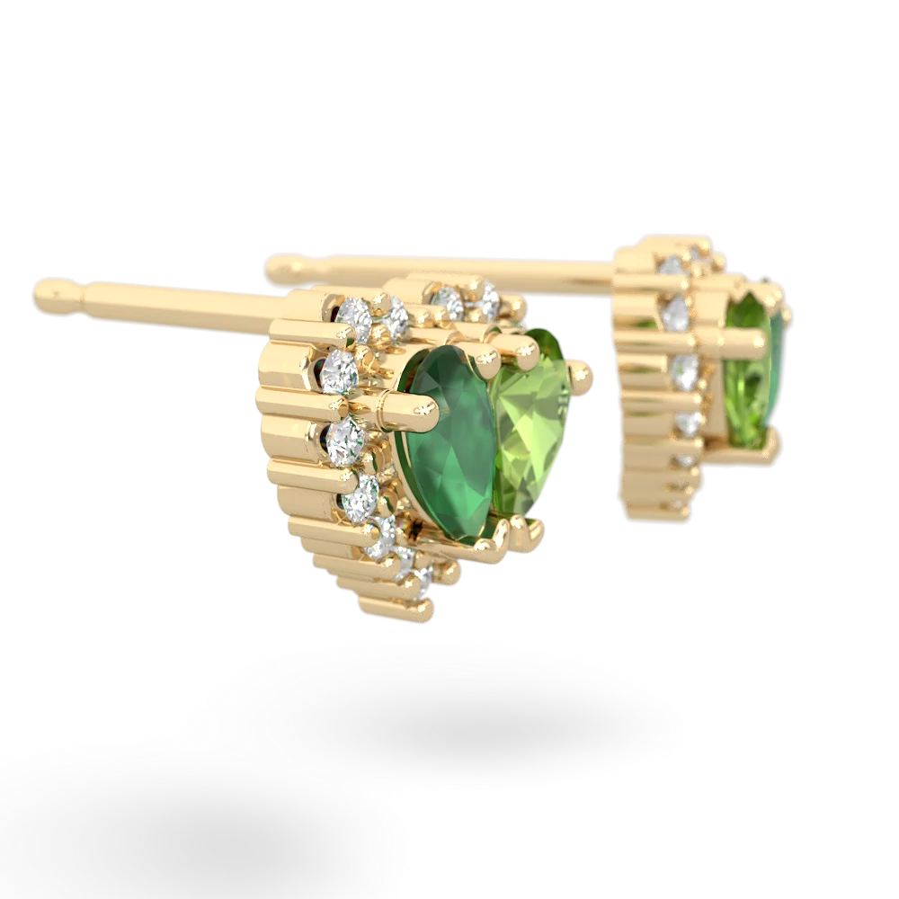 Emerald Halo 14K Yellow Gold earrings E7008