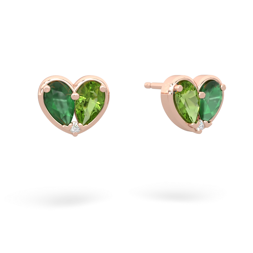 Emerald 'Our Heart' 14K Rose Gold earrings E5072