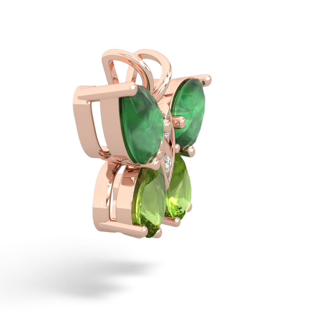 Emerald Butterfly 14K Rose Gold pendant P2215