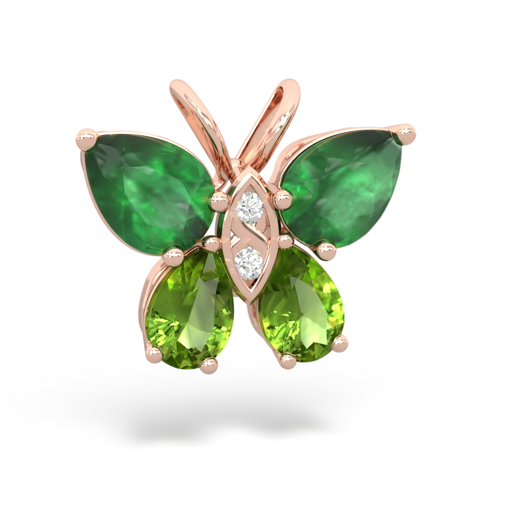 Emerald Butterfly 14K Rose Gold pendant P2215