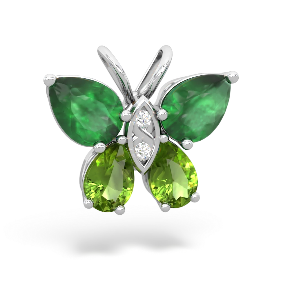 Emerald Butterfly 14K White Gold pendant P2215