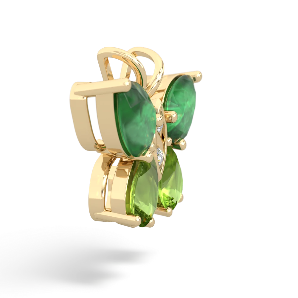 Emerald Butterfly 14K Yellow Gold pendant P2215