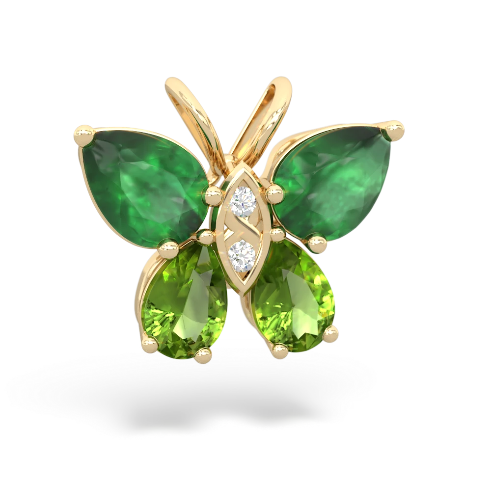 Emerald Butterfly 14K Yellow Gold pendant P2215