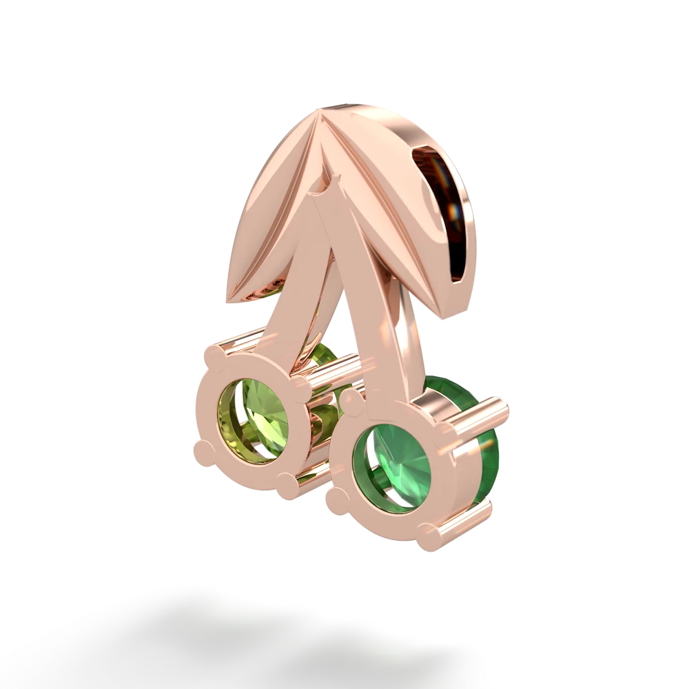 Emerald Sweet Cherries 14K Rose Gold pendant P7001