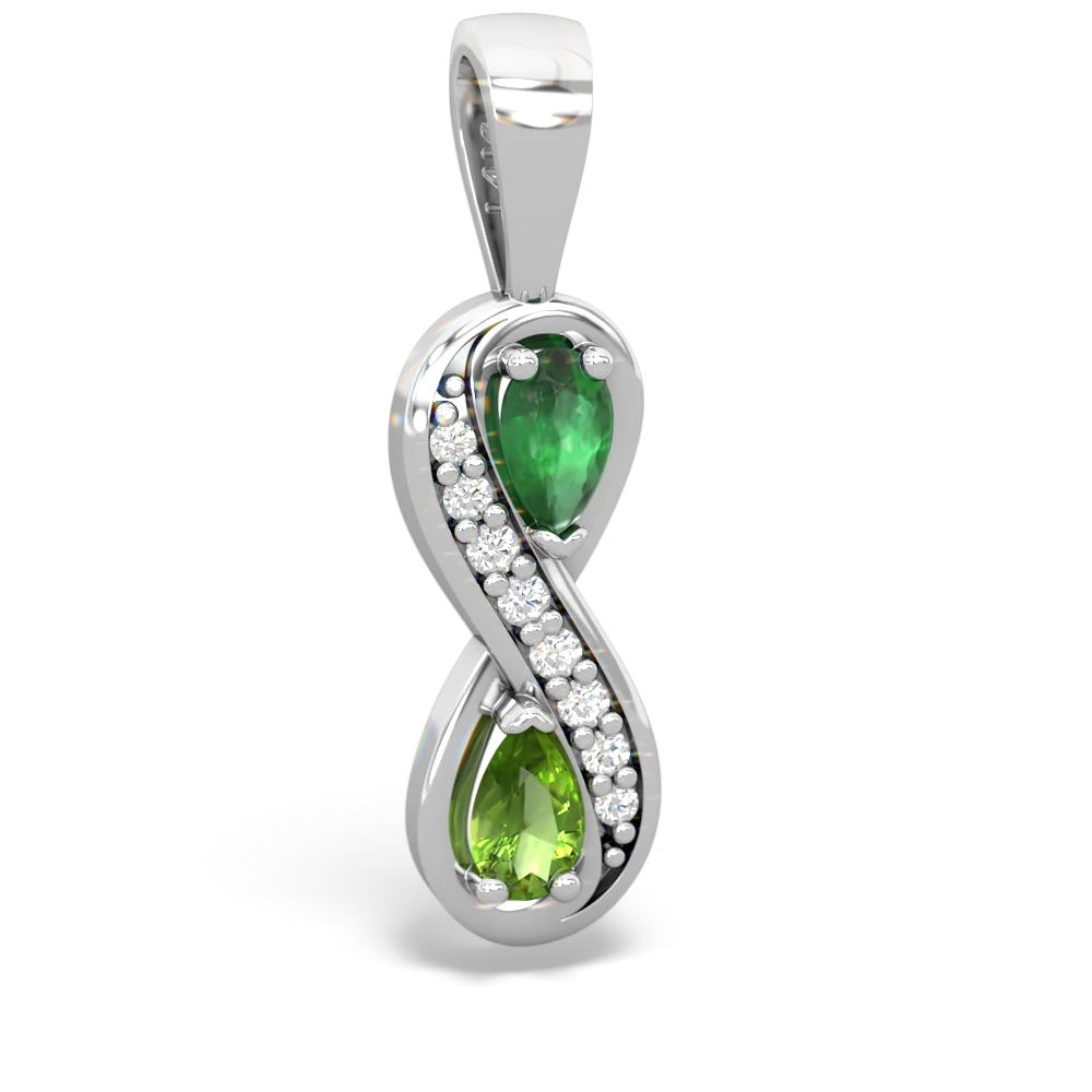 Emerald Diamond Infinity 14K White Gold pendant P5390