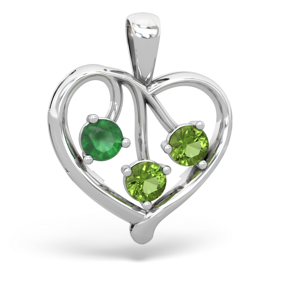 Emerald Glowing Heart 14K White Gold pendant P2233