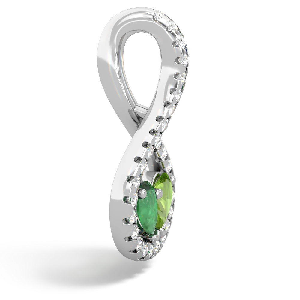 Emerald Pave Twist 'One Heart' 14K White Gold pendant P5360