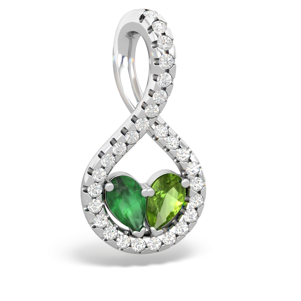 Emerald Pave Twist 'One Heart' 14K White Gold pendant P5360